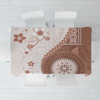 Bula Fiji Tablecloth Brown Plumeria Masi Tapa Pattern - Polynesian Pride
