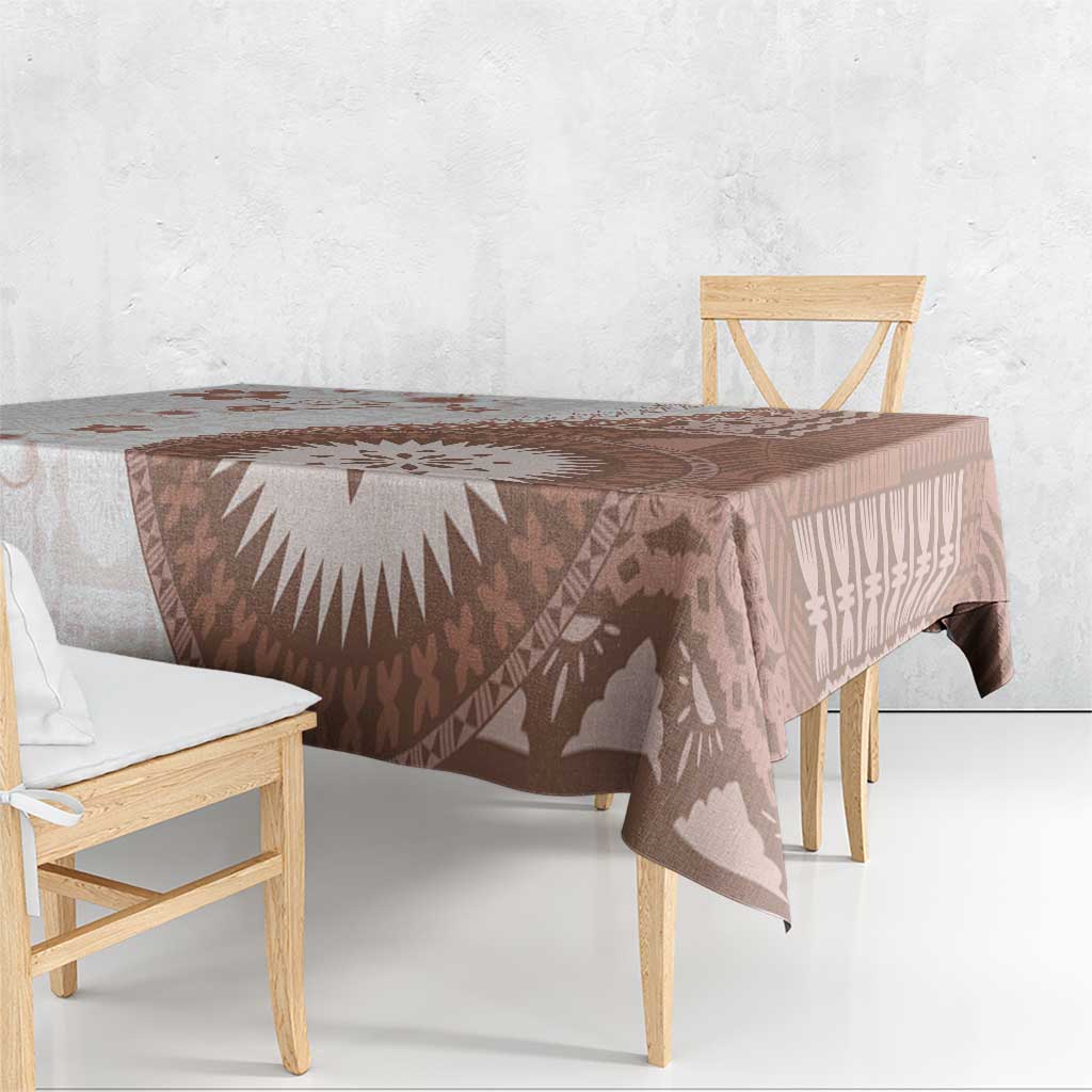 Bula Fiji Tablecloth Brown Plumeria Masi Tapa Pattern - Polynesian Pride