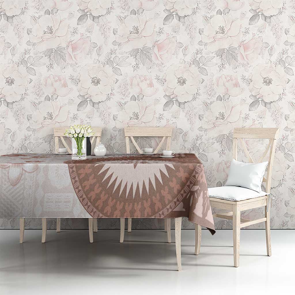 Bula Fiji Tablecloth Brown Plumeria Masi Tapa Pattern - Polynesian Pride