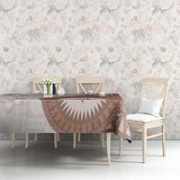 Bula Fiji Tablecloth Brown Plumeria Masi Tapa Pattern - Polynesian Pride