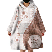 Bula Fiji Wearable Blanket Hoodie Brown Plumeria Masi Tapa Pattern LT05 - Polynesian Pride
