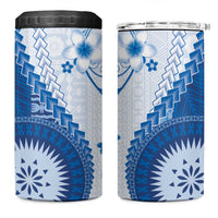 Bula Fiji 4 in 1 Can Cooler Tumbler Blue Plumeria Masi Tapa Pattern LT05 One Size: 16 oz Blue - Polynesian Pride