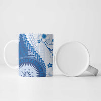 Bula Fiji Ceramic Mug Blue Plumeria Masi Tapa Pattern LT05 - Polynesian Pride