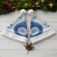 Bula Fiji Christmas Santa Hat Blue Plumeria Masi Tapa Pattern LT05 - Polynesian Pride