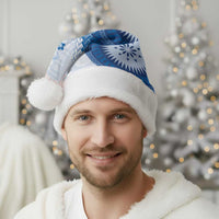 Bula Fiji Christmas Santa Hat Blue Plumeria Masi Tapa Pattern LT05 - Polynesian Pride