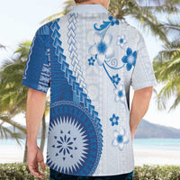 Bula Fiji Hawaiian Shirt Blue Plumeria Masi Tapa Pattern - Polynesian Pride