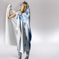 Bula Fiji Hooded Blanket Blue Plumeria Masi Tapa Pattern LT05 - Polynesian Pride