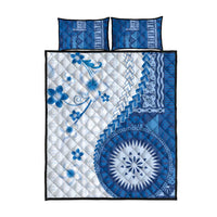 Bula Fiji Quilt Bed Set Blue Plumeria Masi Tapa Pattern LT05 - Polynesian Pride