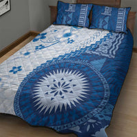 Bula Fiji Quilt Bed Set Blue Plumeria Masi Tapa Pattern LT05 - Polynesian Pride