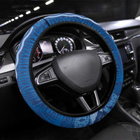 Bula Fiji Steering Wheel Cover Blue Plumeria Masi Tapa Pattern LT05 Universal Fit Blue - Polynesian Pride