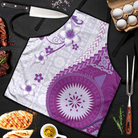 Bula Fiji Apron Violet Plumeria Masi Tapa Pattern LT05 Violet - Polynesian Pride