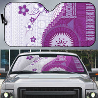 Bula Fiji Auto Sun Shade Violet Plumeria Masi Tapa Pattern LT05 Violet - Polynesian Pride