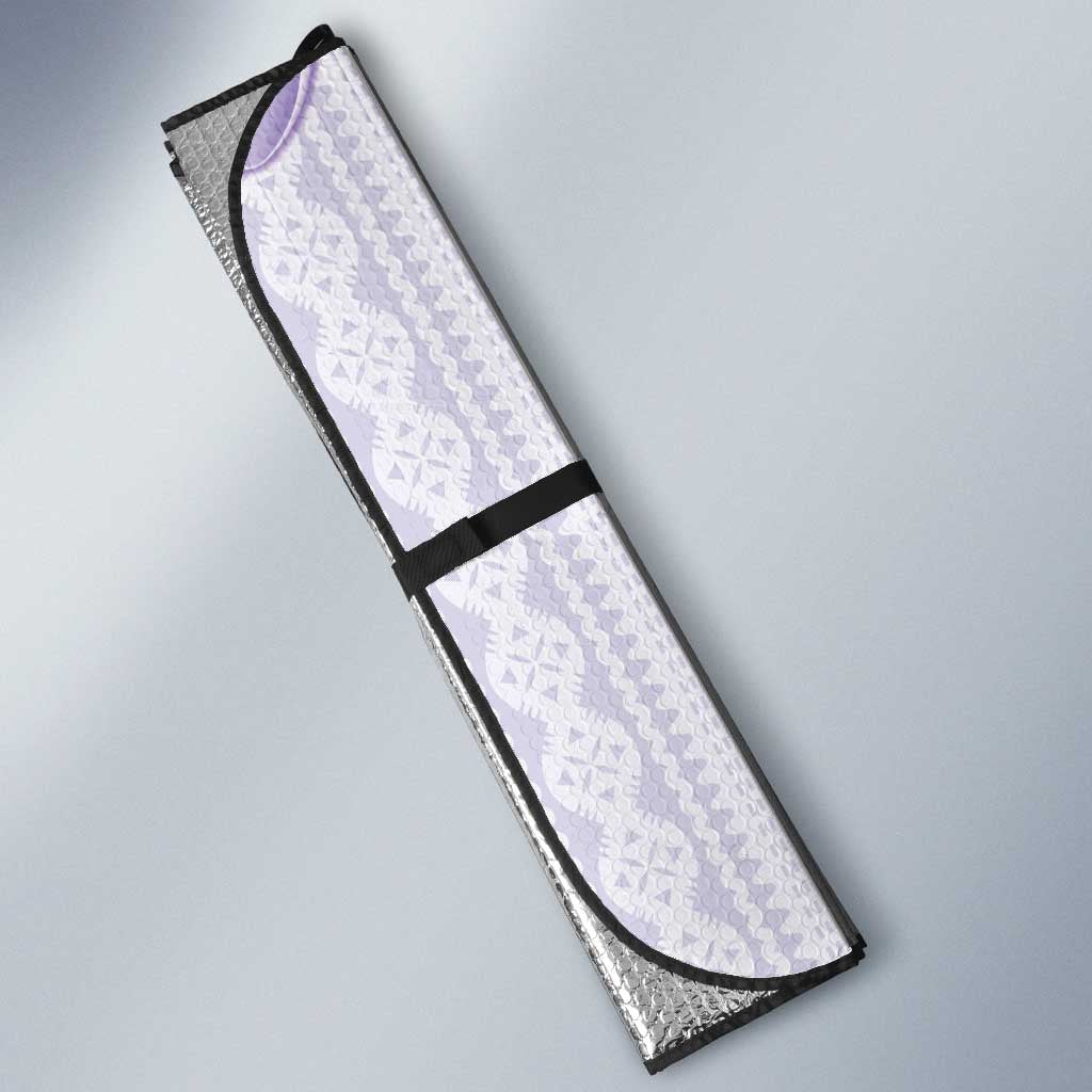Bula Fiji Auto Sun Shade Violet Plumeria Masi Tapa Pattern LT05 - Polynesian Pride