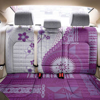 Bula Fiji Back Car Seat Cover Violet Plumeria Masi Tapa Pattern - Polynesian Pride
