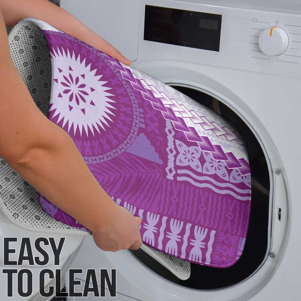 Bula Fiji Bathroom Set Violet Plumeria Masi Tapa Pattern - Polynesian Pride