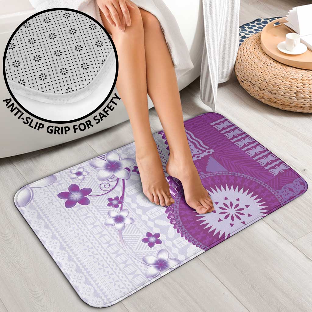 Bula Fiji Bathroom Set Violet Plumeria Masi Tapa Pattern - Polynesian Pride