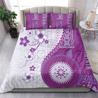 Bula Fiji Bedding Set Violet Plumeria Masi Tapa Pattern LT05 - Polynesian Pride