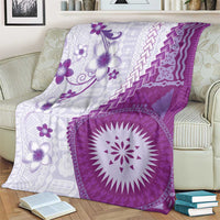Bula Fiji Blanket Violet Plumeria Masi Tapa Pattern LT05 - Polynesian Pride