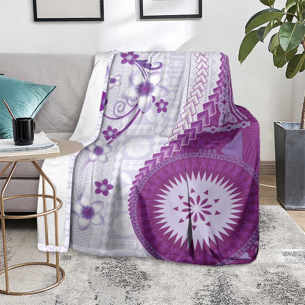 Bula Fiji Blanket Violet Plumeria Masi Tapa Pattern LT05 - Polynesian Pride