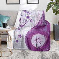 Bula Fiji Blanket Violet Plumeria Masi Tapa Pattern LT05 - Polynesian Pride
