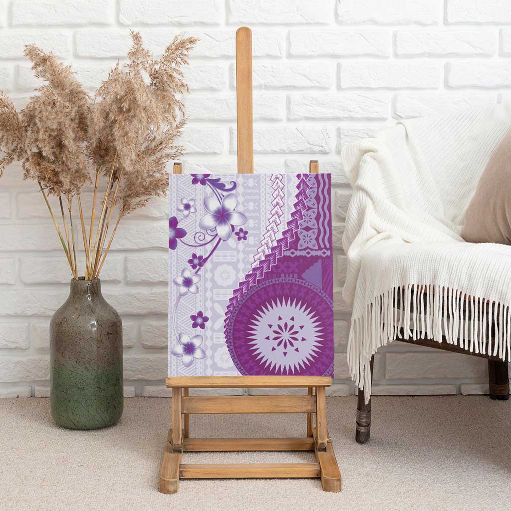Bula Fiji Canvas Wall Art Violet Plumeria Masi Tapa Pattern - Polynesian Pride