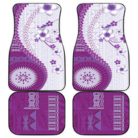 Bula Fiji Car Mats Violet Plumeria Masi Tapa Pattern - Polynesian Pride