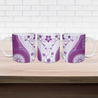 Bula Fiji Ceramic Mug Violet Plumeria Masi Tapa Pattern LT05 - Polynesian Pride