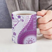 Bula Fiji Ceramic Mug Violet Plumeria Masi Tapa Pattern LT05 - Polynesian Pride