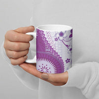Bula Fiji Ceramic Mug Violet Plumeria Masi Tapa Pattern LT05 - Polynesian Pride