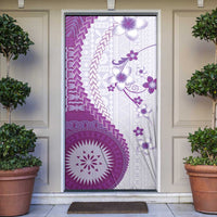 Bula Fiji Door Cover Violet Plumeria Masi Tapa Pattern - Polynesian Pride
