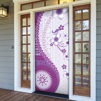 Bula Fiji Door Cover Violet Plumeria Masi Tapa Pattern - Polynesian Pride