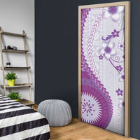 Bula Fiji Door Cover Violet Plumeria Masi Tapa Pattern - Polynesian Pride
