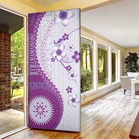 Bula Fiji Door Cover Violet Plumeria Masi Tapa Pattern - Polynesian Pride