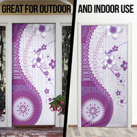 Bula Fiji Door Cover Violet Plumeria Masi Tapa Pattern - Polynesian Pride