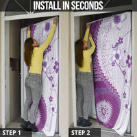 Bula Fiji Door Cover Violet Plumeria Masi Tapa Pattern - Polynesian Pride