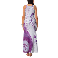 Bula Fiji Family Matching Tank Maxi Dress and Hawaiian Shirt Violet Plumeria Masi Tapa Pattern - Polynesian Pride