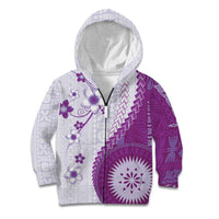 Bula Fiji Kid Hoodie Violet Plumeria Masi Tapa Pattern - Polynesian Pride
