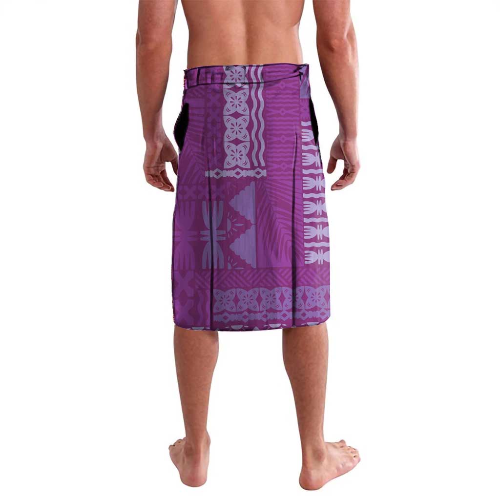 Bula Fiji Lavalava Violet Plumeria Masi Tapa Pattern - Polynesian Pride