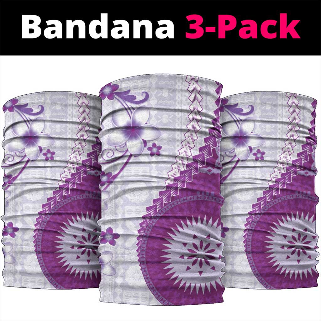 Bula Fiji Neck Gaiter Violet Plumeria Masi Tapa Pattern LT05 package One Size: 25*50cm Violet - Polynesian Pride