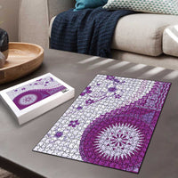 Bula Fiji Puzzle Violet Plumeria Masi Tapa Pattern LT05 - Polynesian Pride