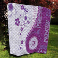 Bula Fiji Quilt Violet Plumeria Masi Tapa Pattern LT05 - Polynesian Pride