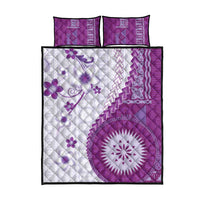 Bula Fiji Quilt Bed Set Violet Plumeria Masi Tapa Pattern LT05 - Polynesian Pride