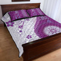 Bula Fiji Quilt Bed Set Violet Plumeria Masi Tapa Pattern LT05 - Polynesian Pride