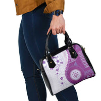 Bula Fiji Shoulder Handbag Violet Plumeria Masi Tapa Pattern LT05 - Polynesian Pride