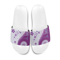 Bula Fiji Slide Sandals Violet Plumeria Masi Tapa Pattern LT05 Violet - Polynesian Pride