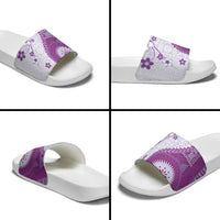 Bula Fiji Slide Sandals Violet Plumeria Masi Tapa Pattern LT05 - Polynesian Pride