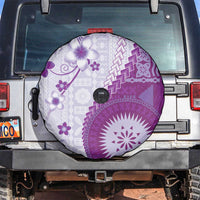 Bula Fiji Spare Tire Cover Violet Plumeria Masi Tapa Pattern LT05 Violet - Polynesian Pride