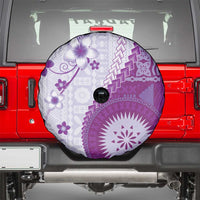 Bula Fiji Spare Tire Cover Violet Plumeria Masi Tapa Pattern LT05 - Polynesian Pride