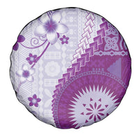 Bula Fiji Spare Tire Cover Violet Plumeria Masi Tapa Pattern LT05 - Polynesian Pride