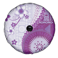 Bula Fiji Spare Tire Cover Violet Plumeria Masi Tapa Pattern LT05 - Polynesian Pride